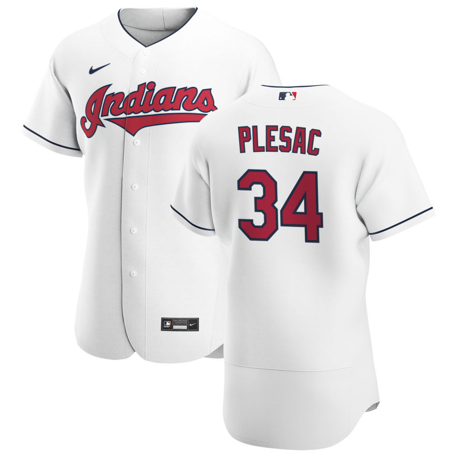 Cleveland Indians 34 Zach Plesac Men Nike White Home 2020 Authentic Team MLB Jersey
